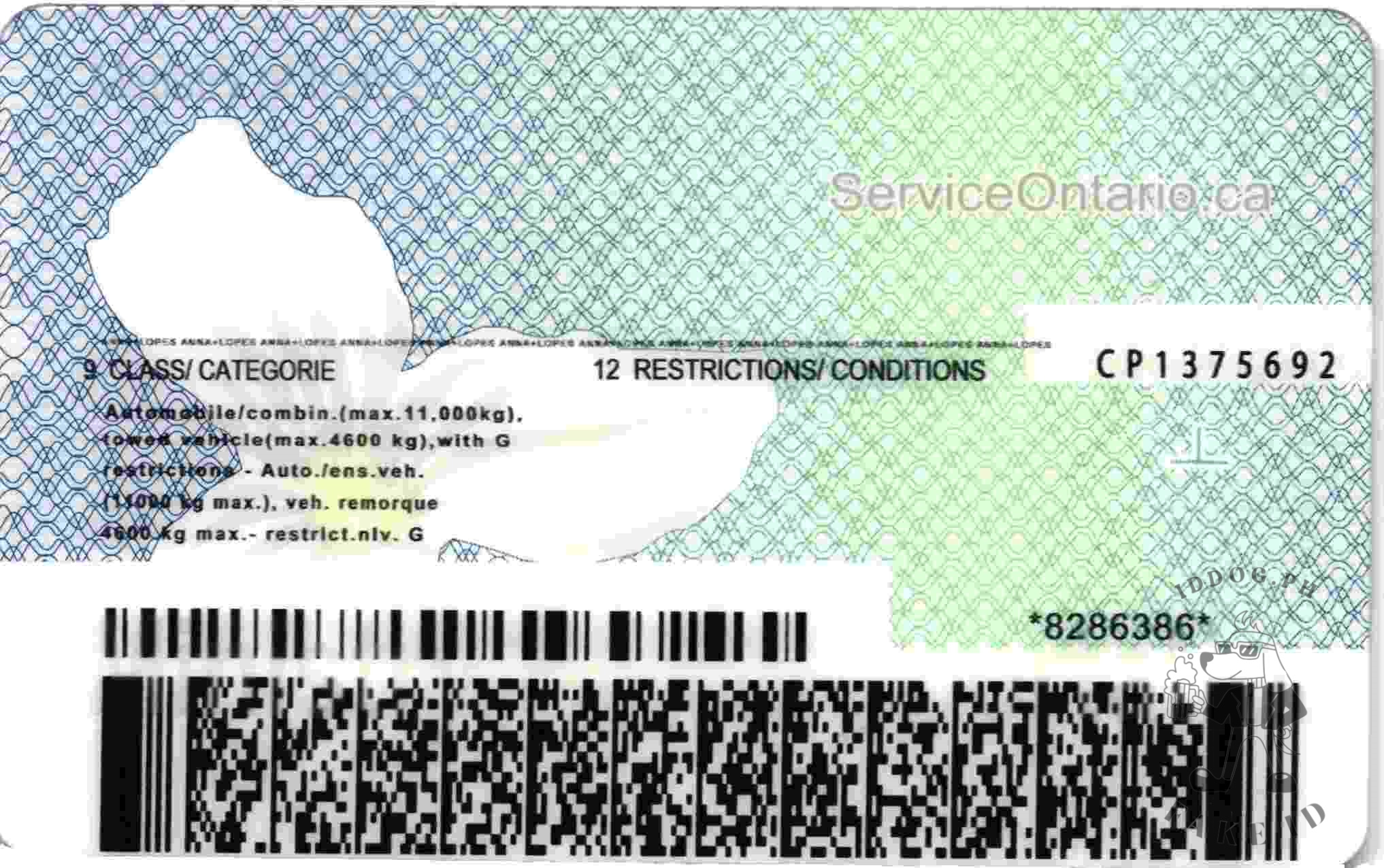 Ontario Canada Fake id