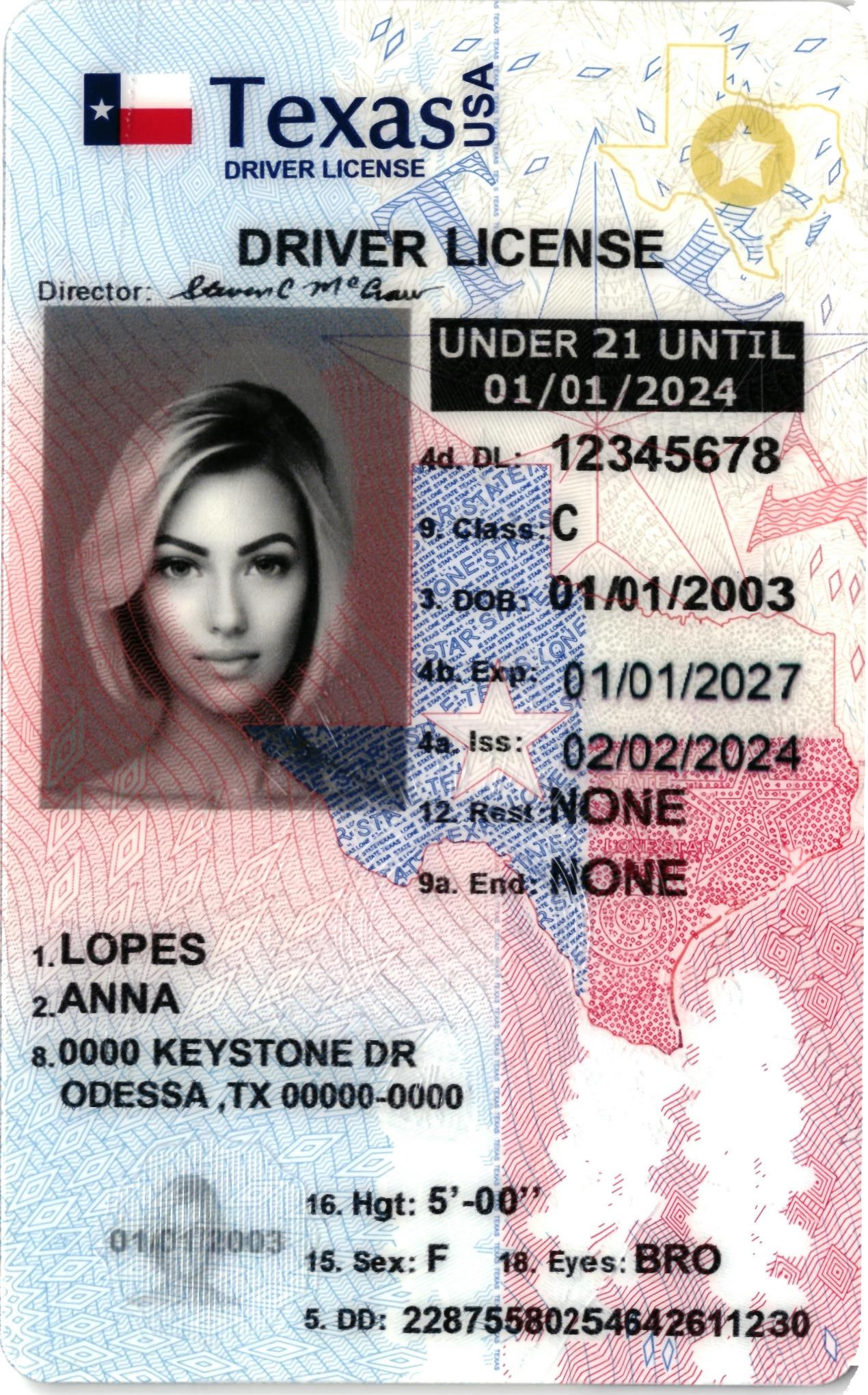 Texas(U21) Fake ID