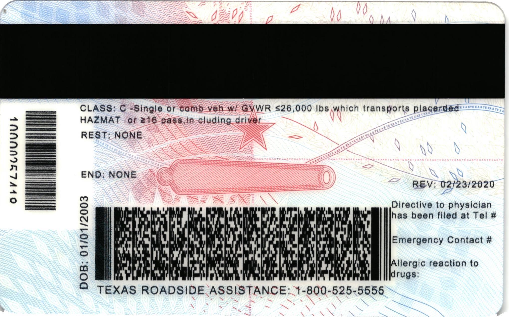Texas(U21) Fake ID