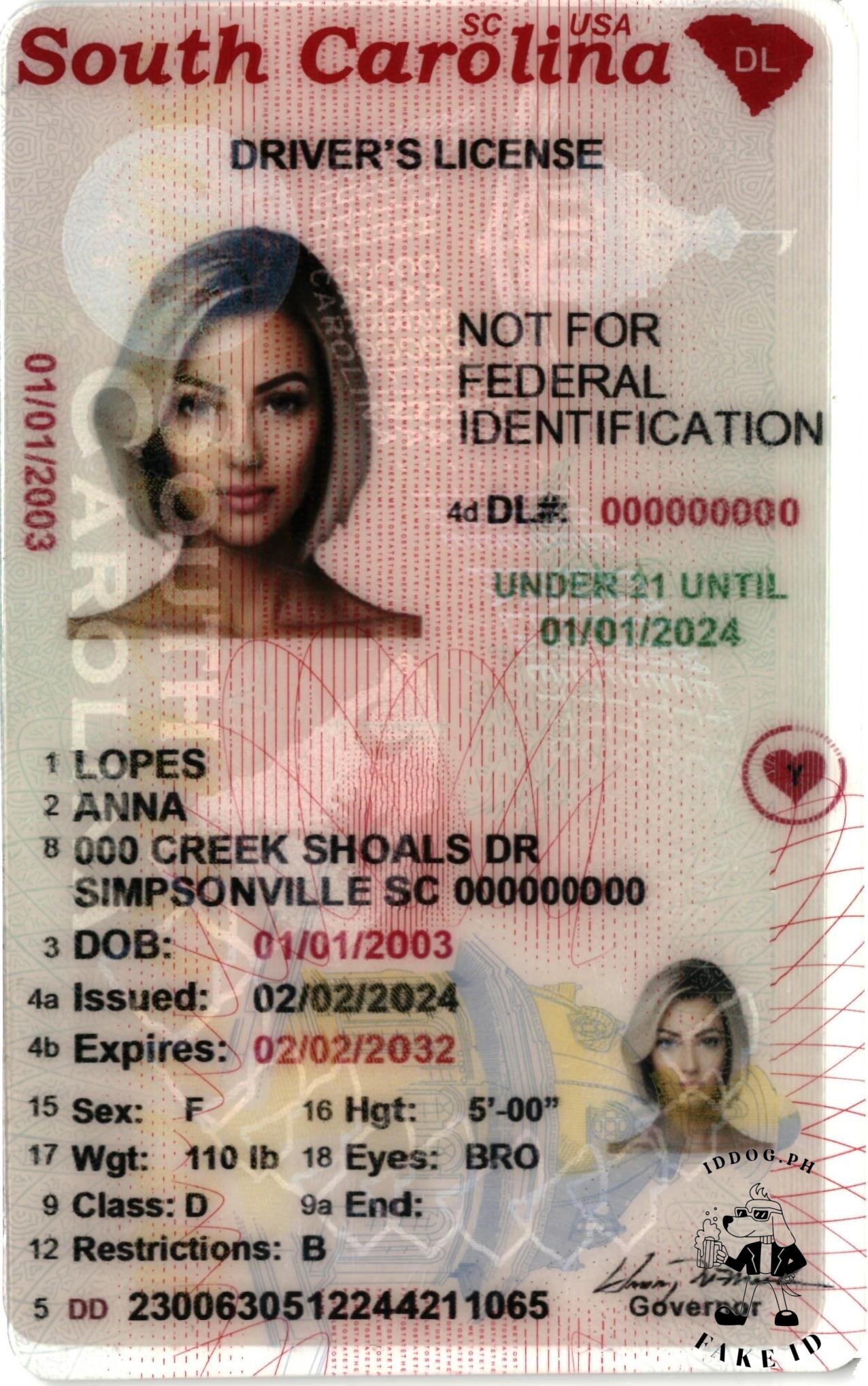 South Carolina(U21) Fake ID