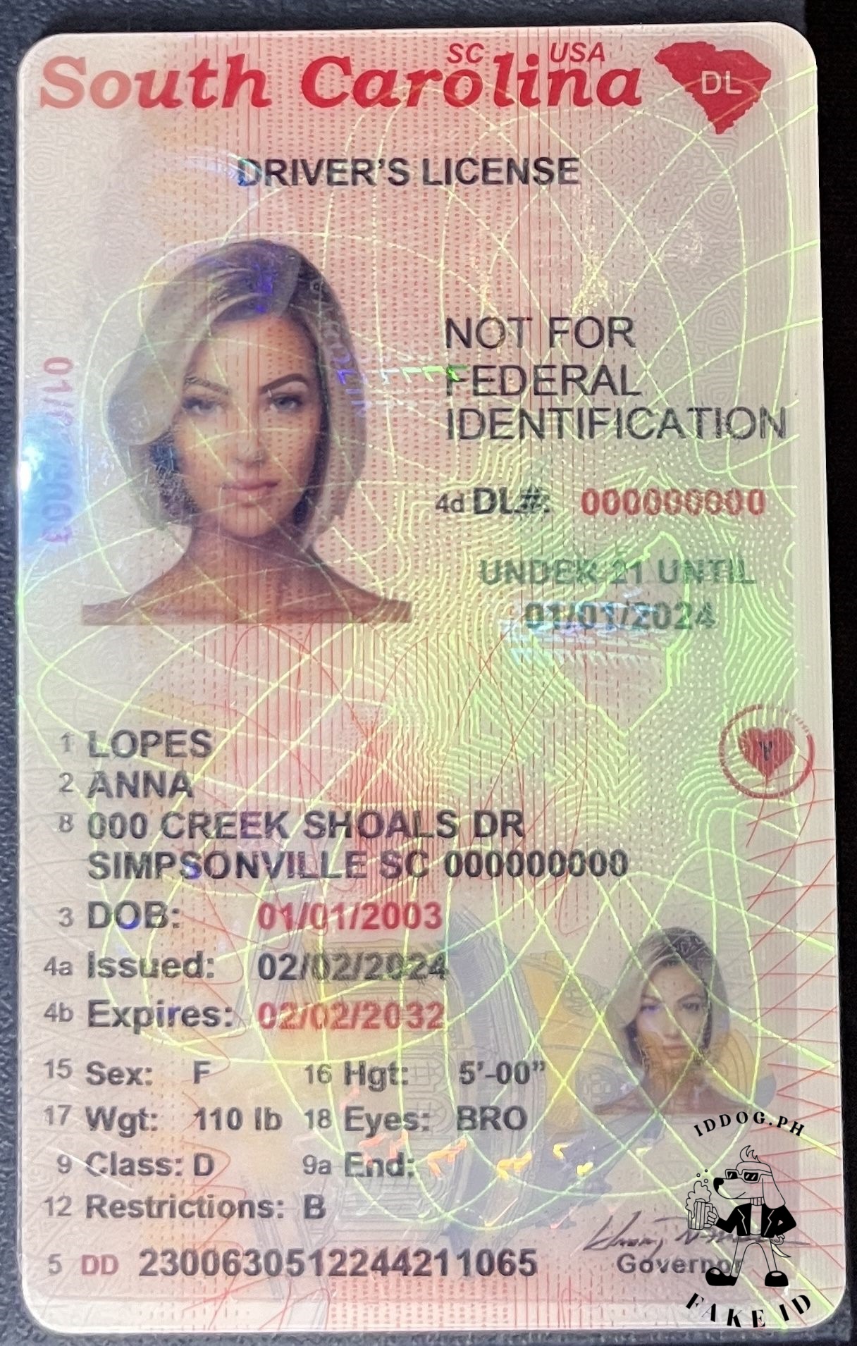 South Carolina(U21) Fake ID