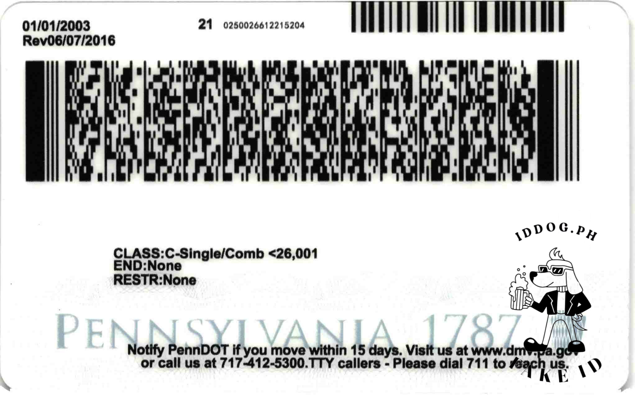 Pennsylvania(U21) Fake ID