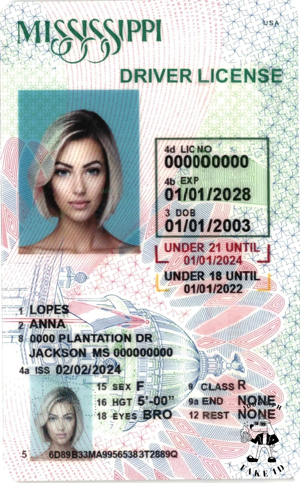 Mississippi(U21) Fake ID