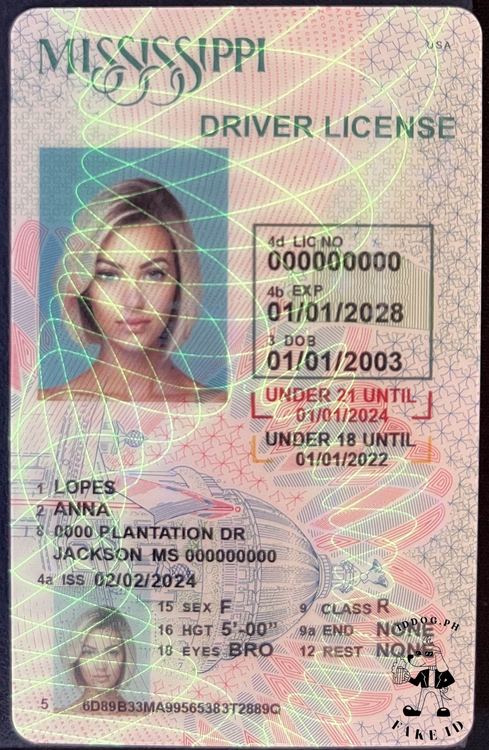 Mississippi(U21) Fake ID