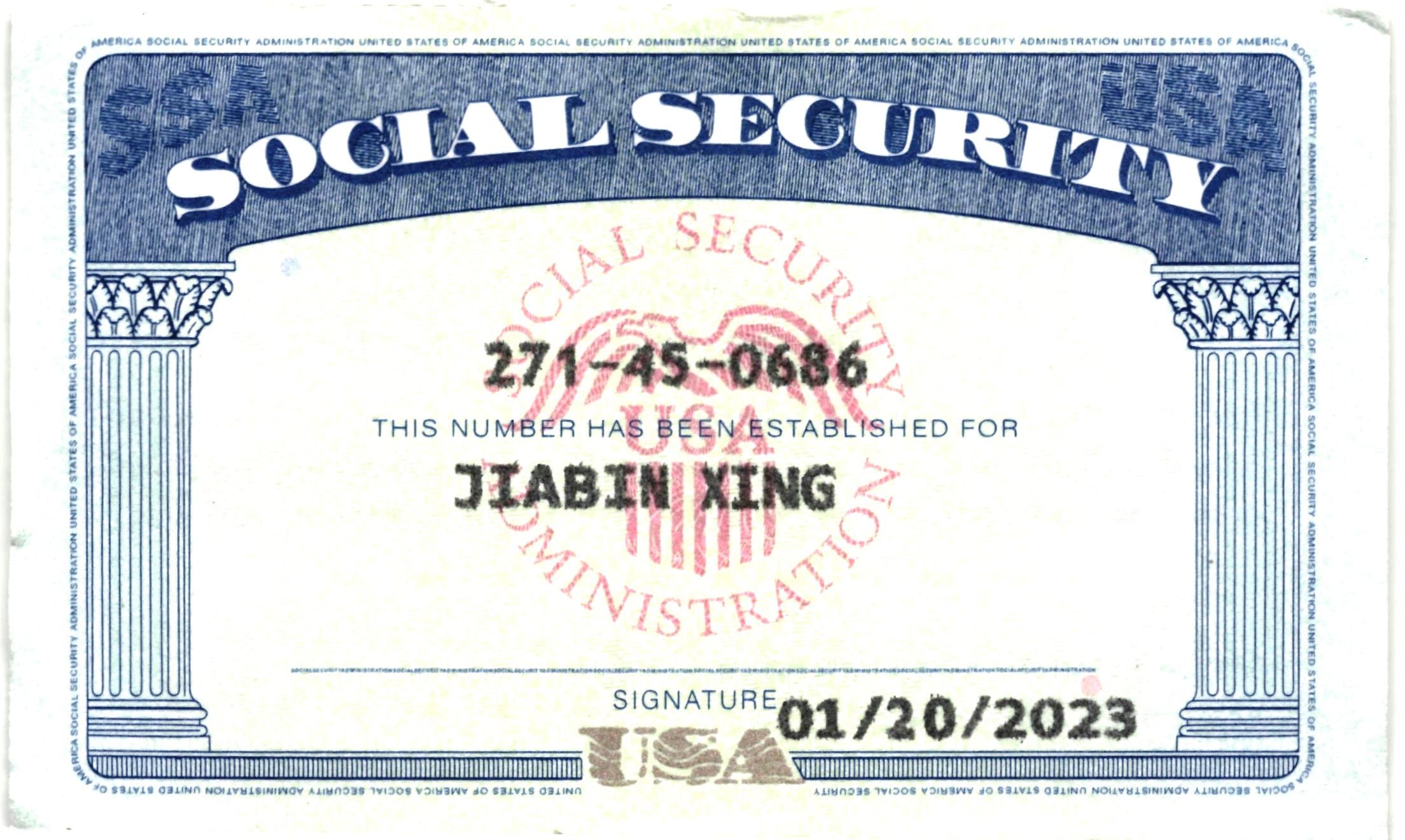 SOCLAL SECURITY Fake ID(SSN)