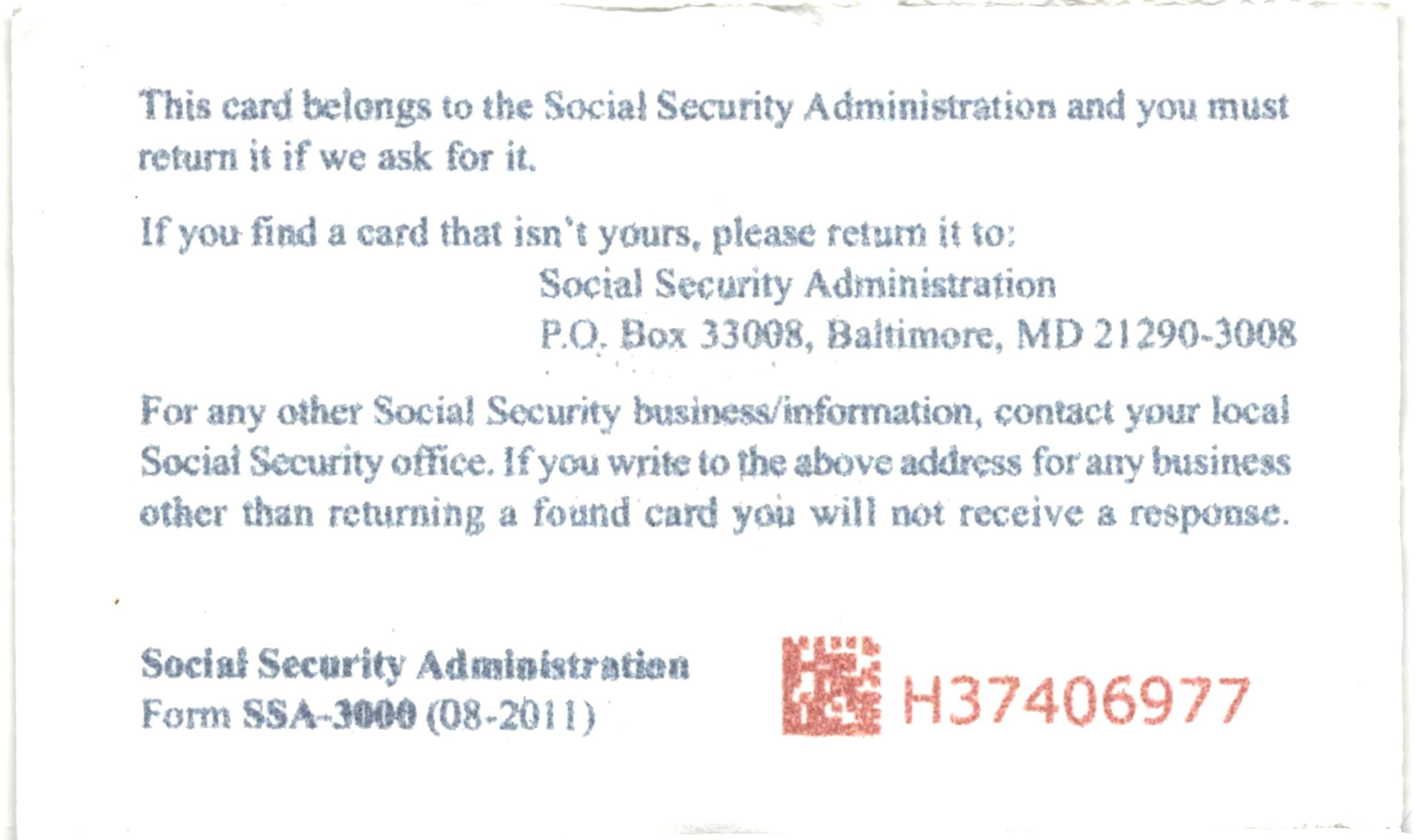 SOCLAL SECURITY Fake ID(SSN)