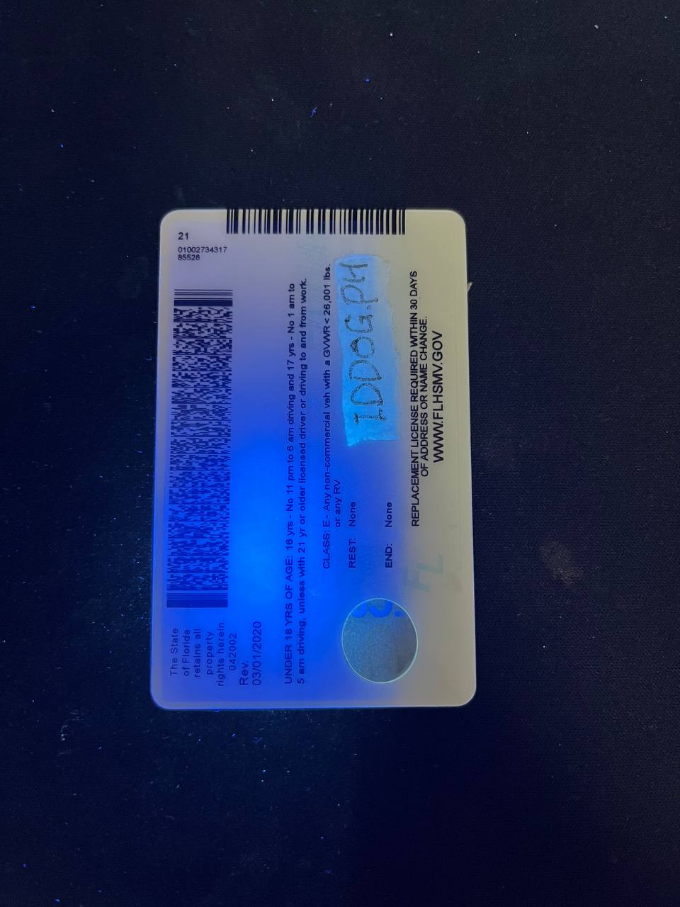 Florida(U21) Fake ID