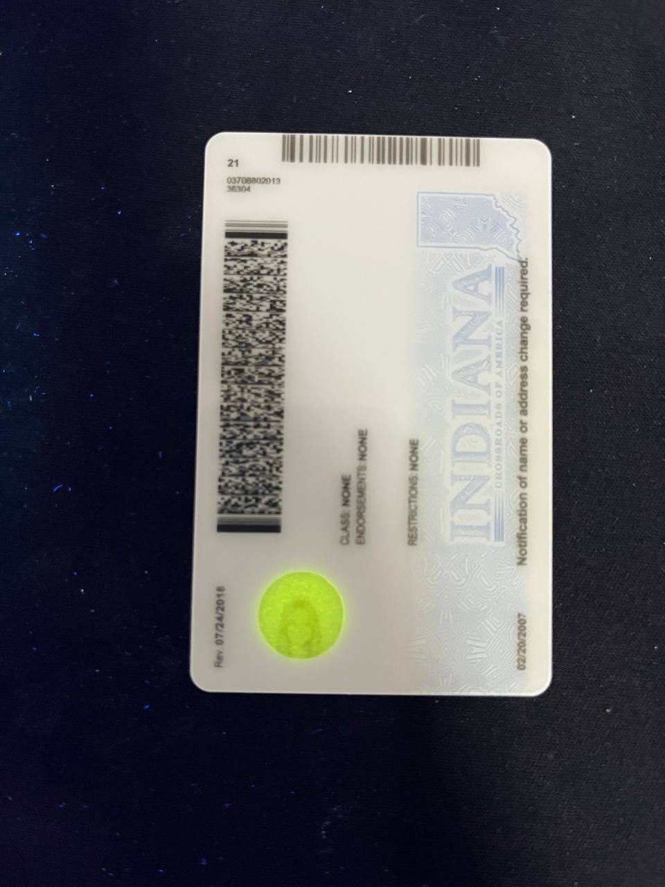 Indiana(U21) Fake ID