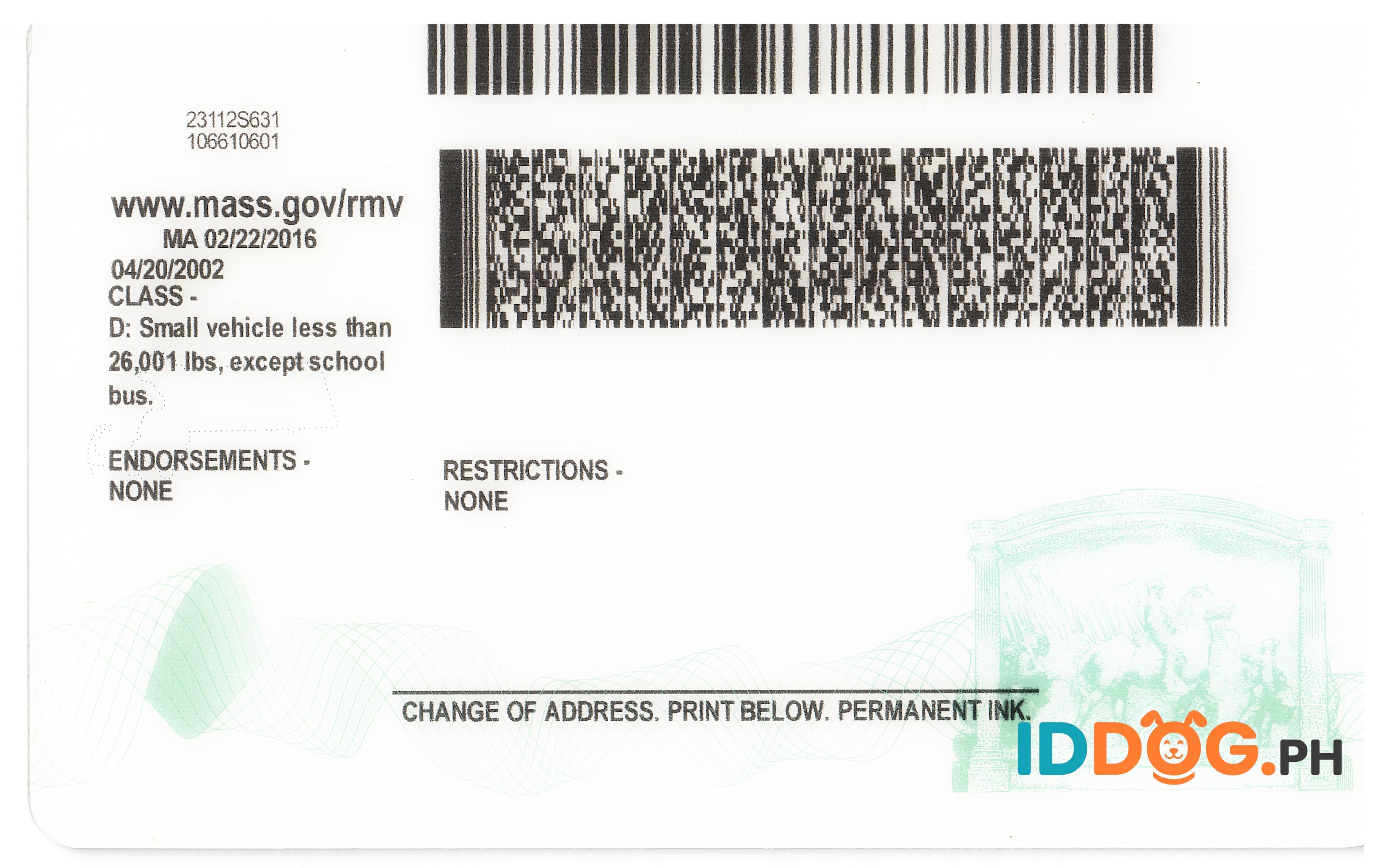 Massachusetts Fake ID