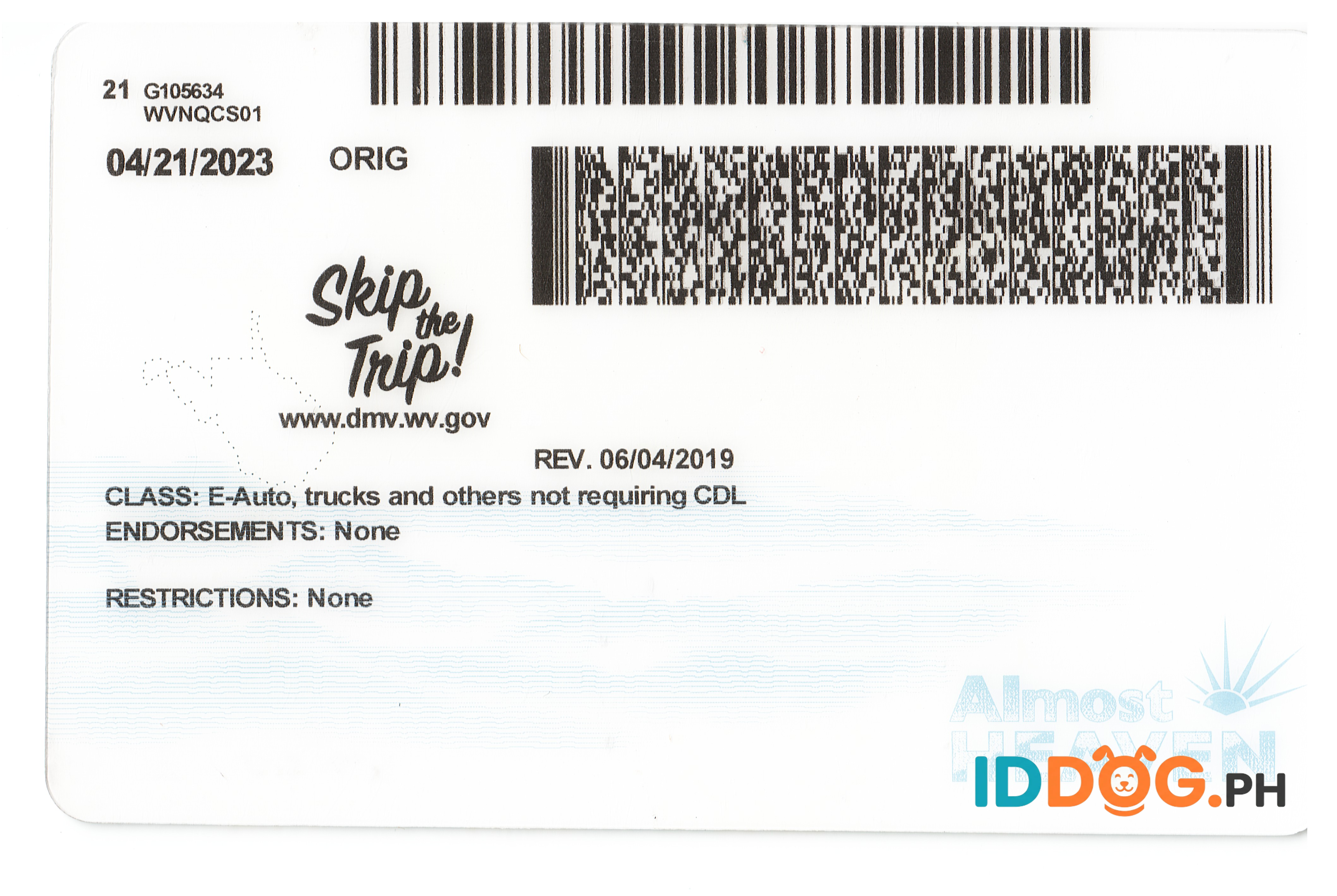 West Virginia-2 Fake ID