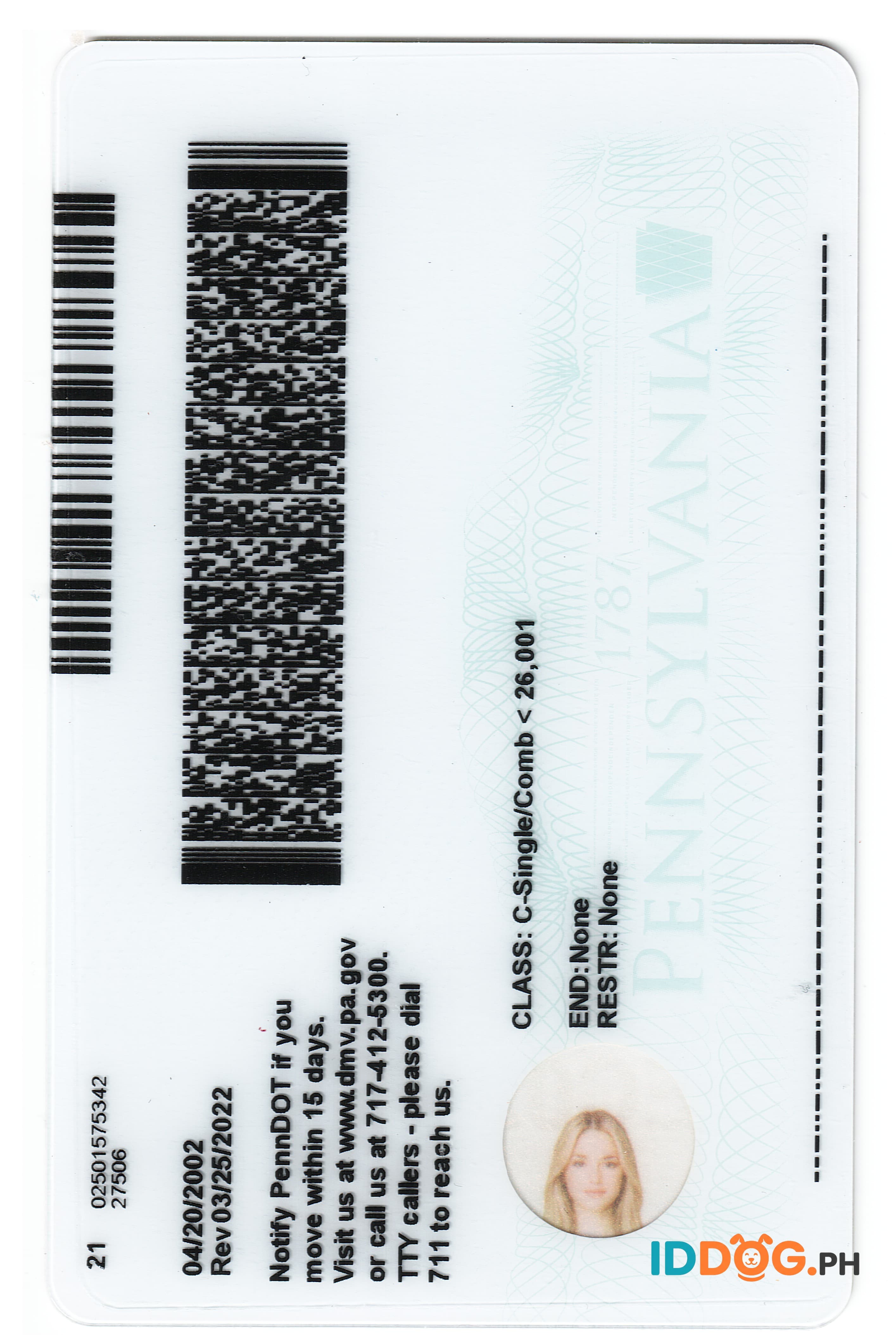 Pennsylvania(U21) Fake ID