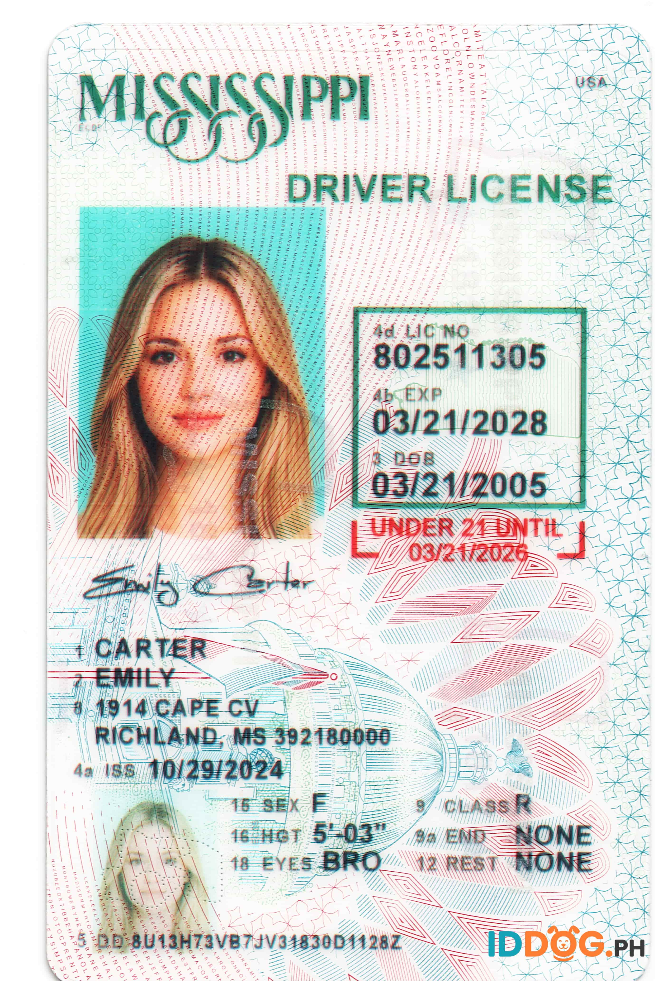 Mississippi(U21) Fake ID