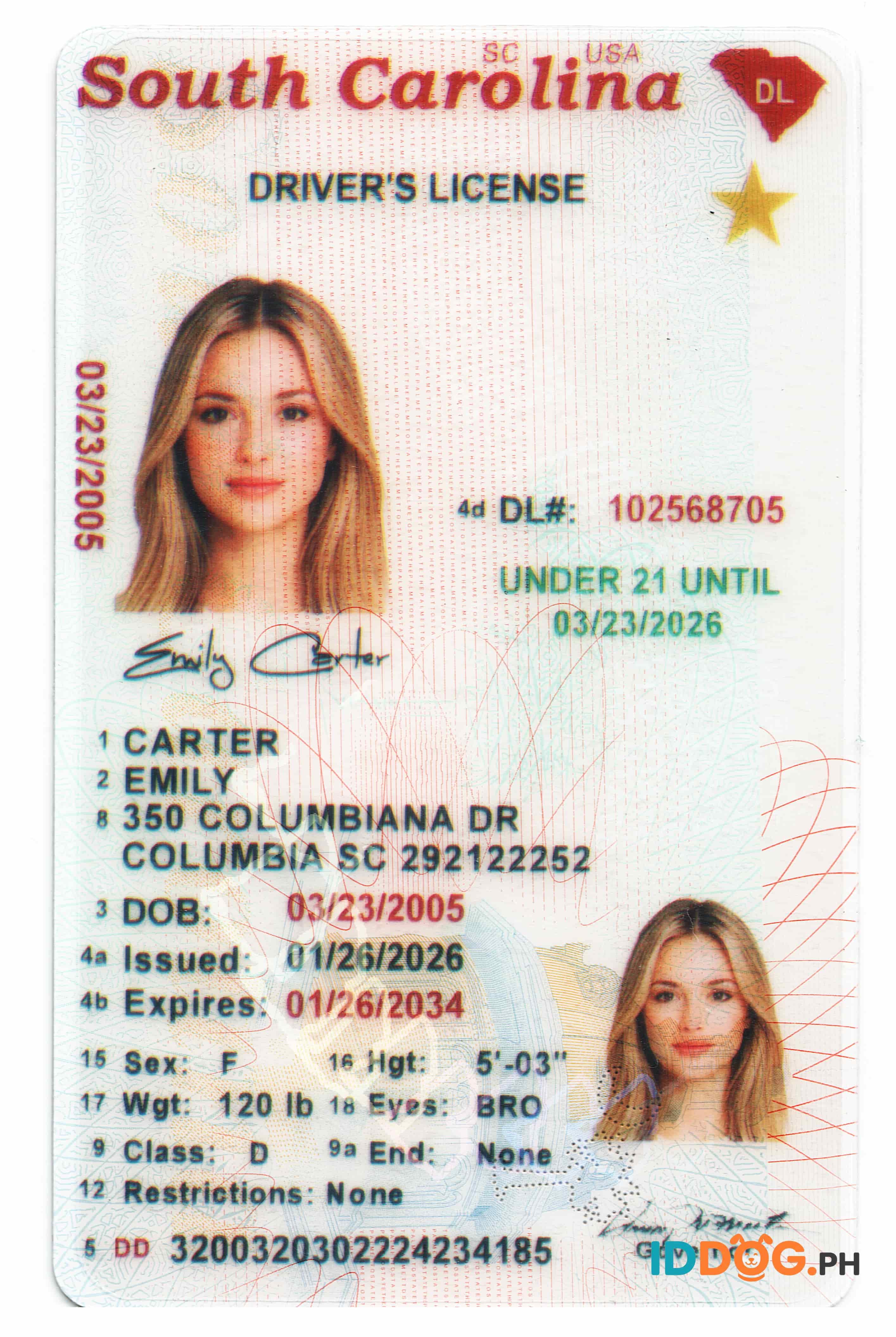 South Carolina(U21) Fake ID